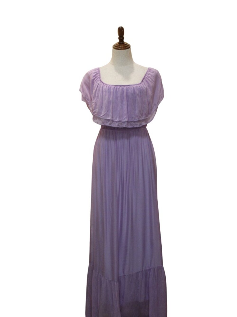 Square Neck Italian Flowy Dress - Purple